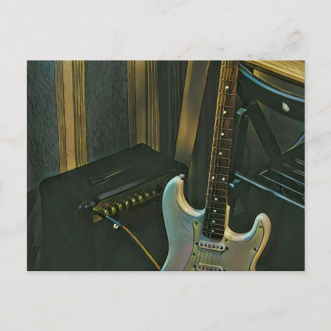 Carte Postale cadeau de guitare électrique basse acoustique (Devant)