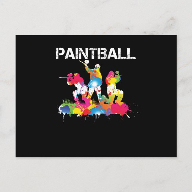 Carte Postale Cadeau de joueur de paintball de couleur de paintb (Devant)