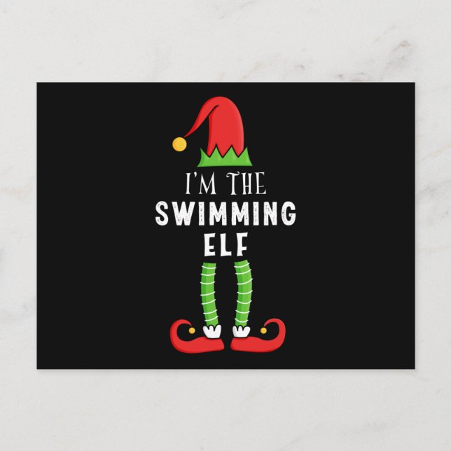 Carte Postale Cadeau de natation Elf Noël jumelé famille cadeau (Devant)