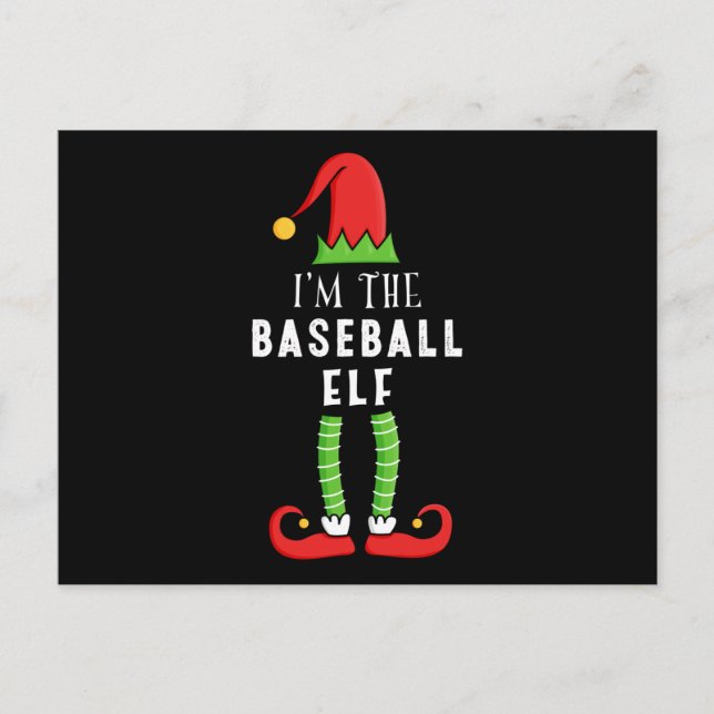 Carte Postale Cadeau de Noël Elf de baseball Famille jumelée (Devant)