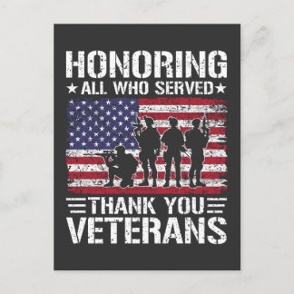 Carte Postale Cadeau de service militaire patriotique Merci aux 