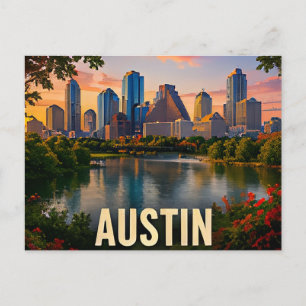 Carte Postale Cadeau de voyage de la rive du fleuve d'Austin Tex