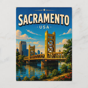 Carte Postale Cadeau de voyage du pont de la tour de Sacramento