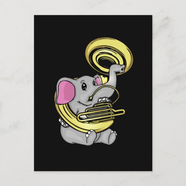 Carte Postale Cadeau d'éléphant mignon pour enfants Joueur de so (Devant)