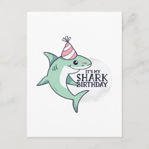 Carte Postale Cadeau drôle de dessin animé SHARK pour anniversai