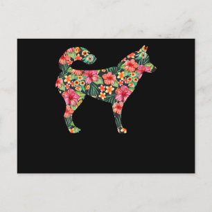 Carte Postale Cadeau floral husky sibérien   Cadeau de chien fle