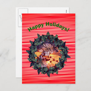 Carte postale cadeau Gold Bow Wreath Christmas Hol