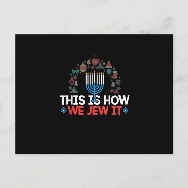 Carte Postale Cadeau juif Hanoukka Menorah Voici comment nous le (Devant)