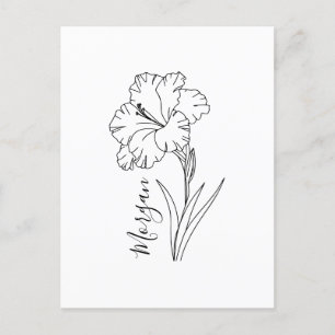 Carte Postale Cadeau personnalisé d'août Gladiolus Fleur de nais