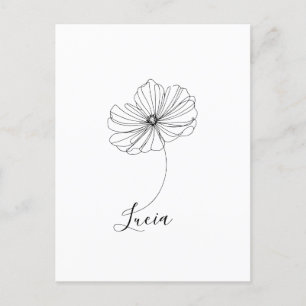 Carte Postale Cadeau personnalisé Octobre Cosmos Fleur de naissa