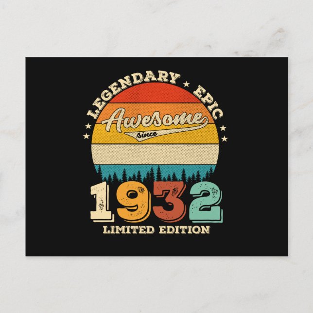 Carte Postale Cadeau pour 93 ans Incroyable depuis 1932 Cadeau d (Devant)