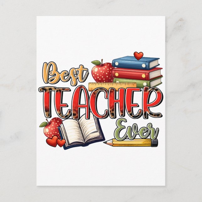 Carte Postale Cadeau pour Enseignant | Meilleur Enseignant Jamai (Devant)