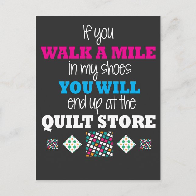 Carte Postale Cadeau Quilter - marcher dans mes chaussures (Devant)
