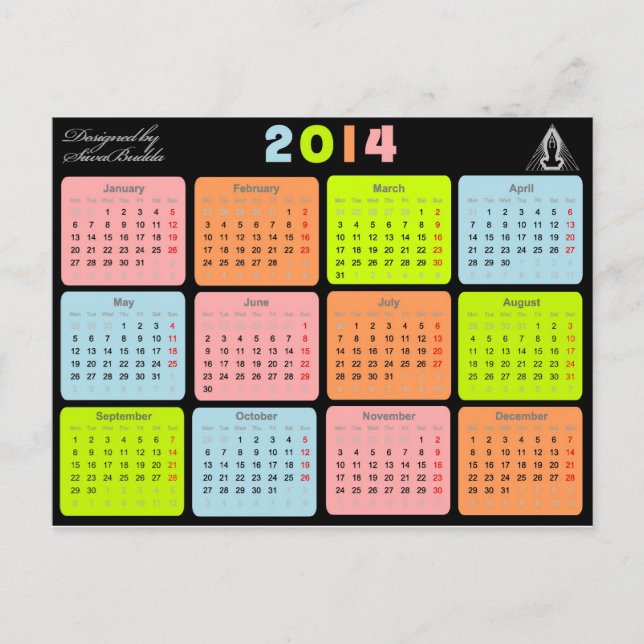 Carte Postale Cadeau utile avec calendrier pour 2014 (Devant)
