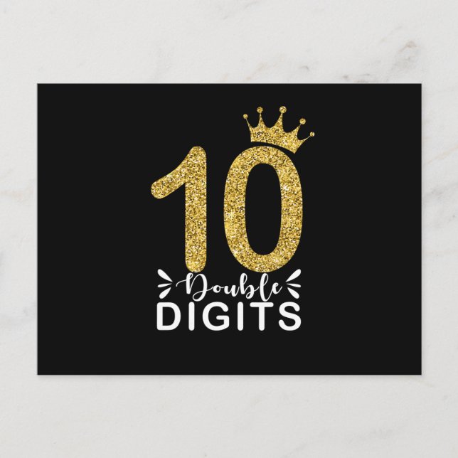 Carte Postale Cadeaux 10 ans doubles chiffres couronne filles (Devant)