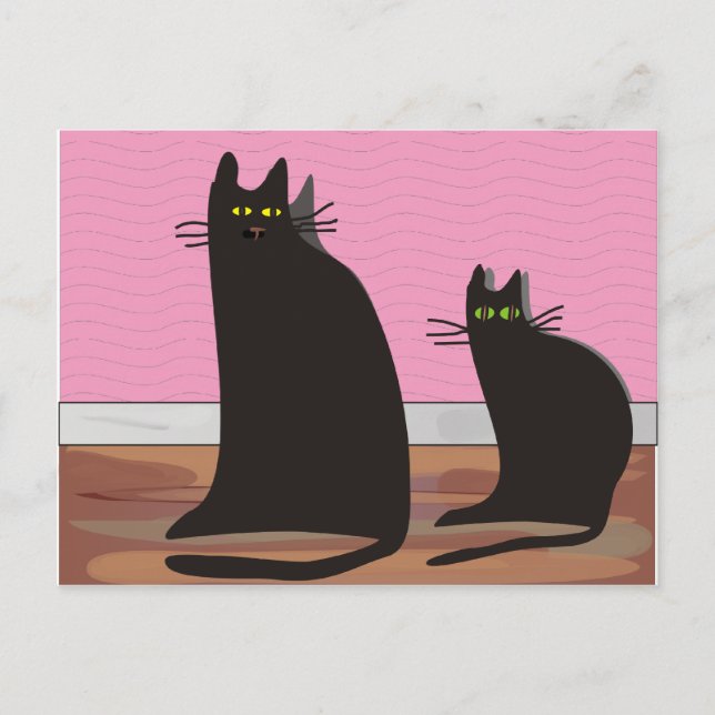 Carte Postale Cadeaux d'art de chat noir (Devant)