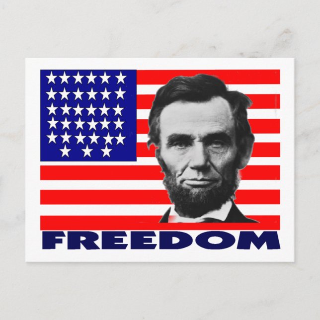 Carte Postale Cadeaux d'art du drapeau "Liberté" d'Abe Lincoln - (Devant)