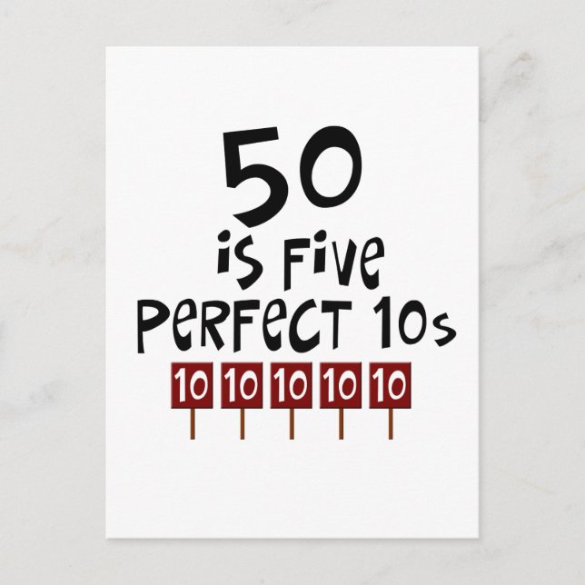 Carte Postale Cadeaux de 50e anniversaire, 50 est 5 10s parfaits (Devant)
