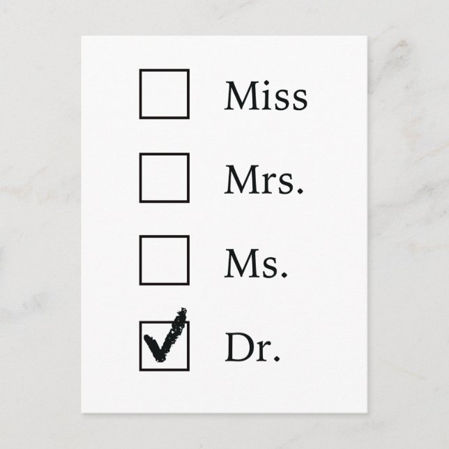Carte Postale Cadeaux de doctorat pour femmes (Devant)