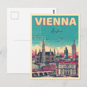 Carte Postale Cadeaux de la ville rétro de Vienne Autriche 