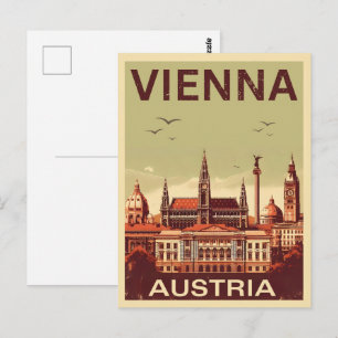 Carte Postale Cadeaux de la ville rétro de Vienne Autriche 