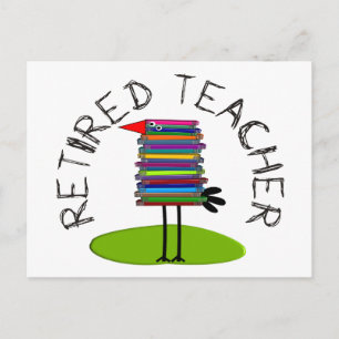 Carte Postale Cadeaux de l'enseignant retraité "Book Bird"