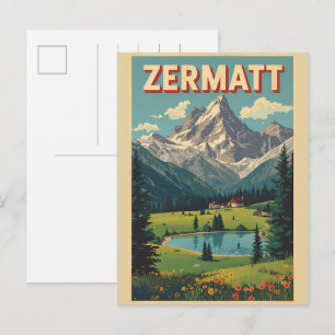Carte Postale Cadeaux de nature de ski ZERMATT vintage Suisse