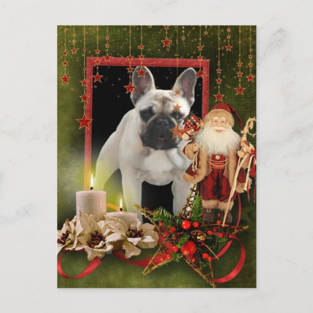 Carte Postale Cadeaux de Noël de bouledogue français (Devant)