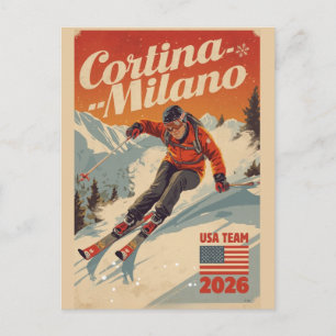 Carte Postale Cadeaux de station de ski vintage Milano Cortina 2