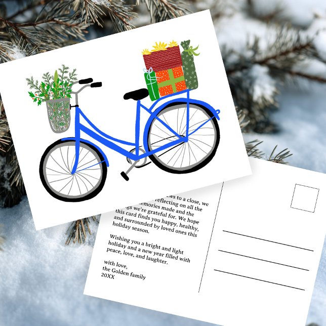 Carte Postale Cadeaux de vacances de vélo de Noël adorables PERS (Adorable Christmas Bicycle Holiday Gifts CUSTOM Postcard
)