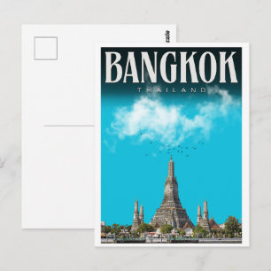 Carte Postale Cadeaux de voyage à Bangkok rétro - Wat Arun
