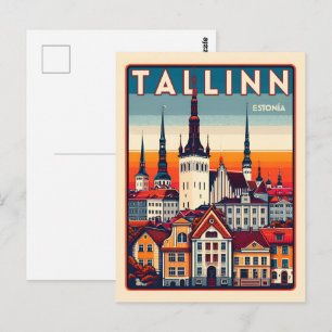 Carte Postale Cadeaux de voyage rétro de la ville de Tallinn Est