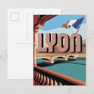 Carte Postale Cadeaux de voyage vintage LYON ville française Rhô