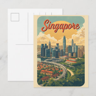 Carte Postale Cadeaux de voyage vintage Singapour - Jardins de l