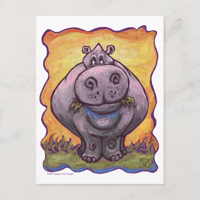 Carte Postale Cadeaux et Accessoires Hippopotame (Devant)