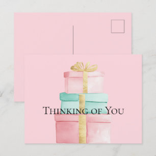 Carte Postale Cadeaux Gold Blush Pink Mint Penser de vous