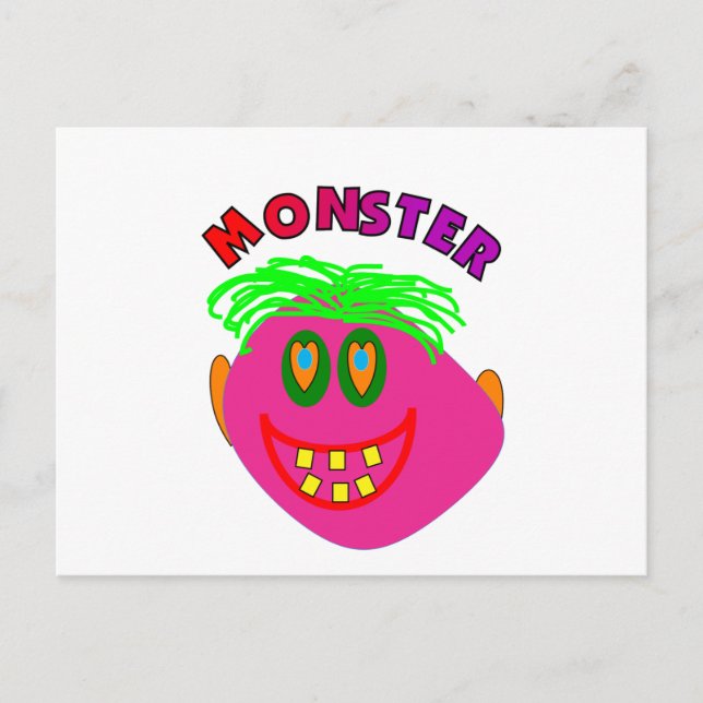 Carte Postale Cadeaux Monster Kids "Adorable Pink Monster Art" (Devant)