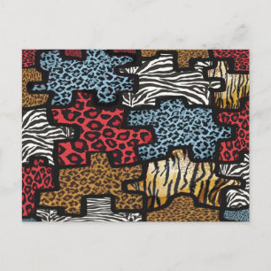 Carte Postale Cadeaux Rockabilly RAB Imprimé Léopard Zèbre Puzzl