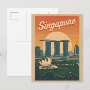 Carte Postale Cadeaux vintage Marina Bay Sands Singapour
