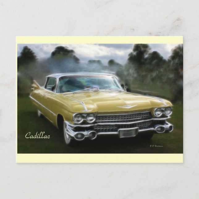 Carte Postale Cadillac jaune (Devant)