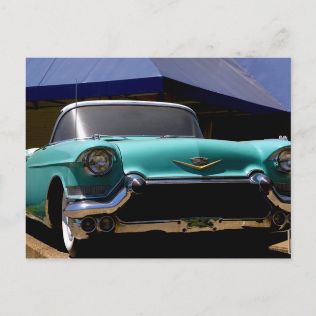 Carte Postale Cadillac vert d'Elvis Presley convertible en (Devant)
