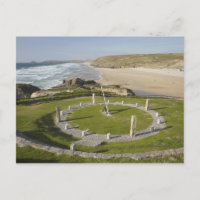 Cadran solaire et Perran Beach, Perranporth, Corno