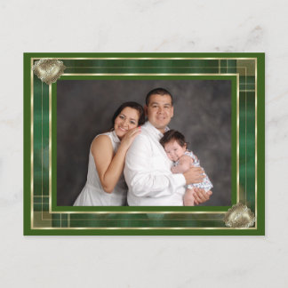Carte Postale Cadre Antique Vert pour Photo de Famille Personnal