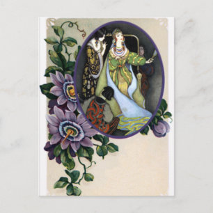 Carte Postale Cadre de fleur de la passion vintage pour n'import