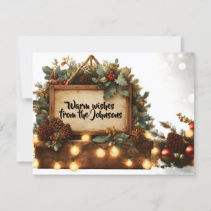 Carte Postale Cadre de signes de Noël rustique avec texte person