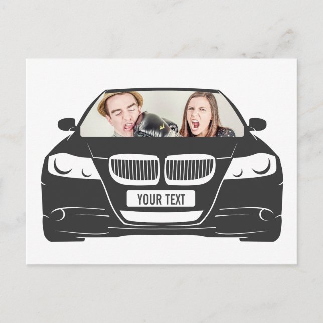 Carte Postale Cadre de voiture avec photo personnalisée drôle (Devant)