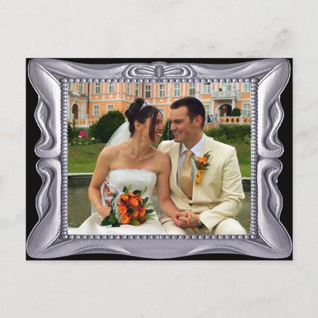 Carte Postale Cadre en argent fantaisie Ajouter une photo ici (Devant)