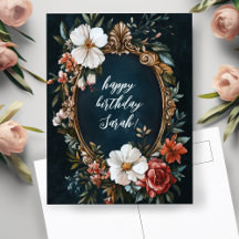 Cadre floral élégant Vintage PERSONNALISÉ NOM ANNI