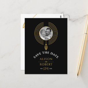 Carte Postale Cadre inspiré bijoux avec initiales Enregistrer la