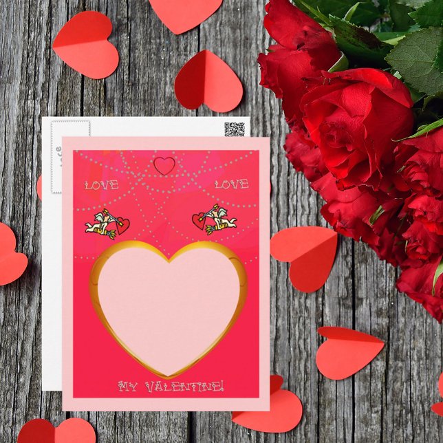 Carte Postale Cadre mignon et cardiaque Ajouter votre photo (Créateur téléchargé)